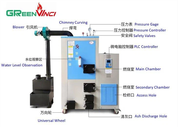 Chinese Manufacturer Biomass Pellet Steam Generator 30KG 50KG 80KG 100KG 150KG